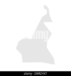 Cameroun pays carte simplifiée. Silhouette gris clair avec des angles vifs isolés sur fond blanc. Icône vectorielle simple Illustration de Vecteur
