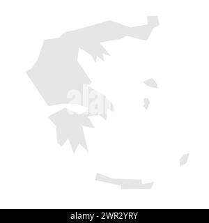 Carte simplifiée du pays de la Grèce. Silhouette gris clair avec des angles vifs isolés sur fond blanc. Icône vectorielle simple Illustration de Vecteur