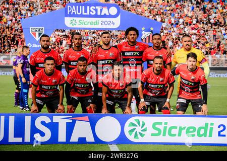 UIT, Brésil. 10 mars 2024. FC valable pour la 12ème manche du Campeonato Paulista 2024 qui a eu lieu à la Estádio Municipal DocNovelli Júnior dimanche après-midi (10). Crédit : Fabiano Martins/FotoArena/Alamy Live News Banque D'Images