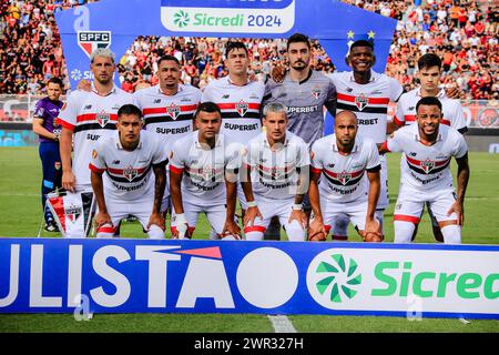 UIT, Brésil. 10 mars 2024. FC valable pour la 12ème manche du Campeonato Paulista 2024 qui se tient à la Estádio Municipal DocNovelli Júnior dimanche après-midi(10). Crédit : Fabiano Martins/FotoArena/Alamy Live News Banque D'Images