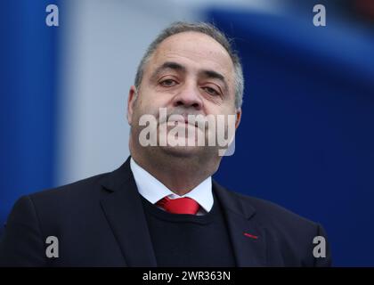 Brighton et Hove, Royaume-Uni. 10 mars 2024. Kyriakos Dourekas, directeur du football de Nottingham Forest, lors du match de premier League à l'AMEX Stadium, Brighton et Hove. Le crédit photo devrait se lire : Paul Terry/Sportimage crédit : Sportimage Ltd/Alamy Live News Banque D'Images