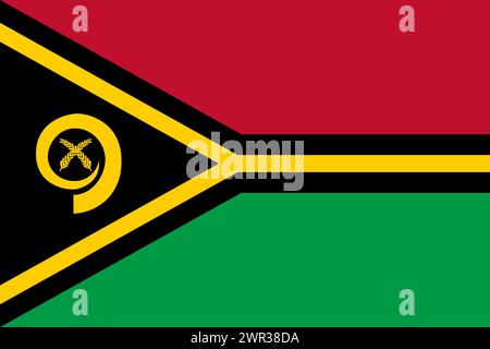 Drapeau vectoriel Vanuatu dans les couleurs officielles et le rapport d'aspect 3:2. Illustration de Vecteur