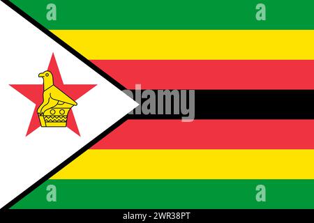 Drapeau vecteur Zimbabwe dans les couleurs officielles et le rapport d'aspect 3:2. Illustration de Vecteur