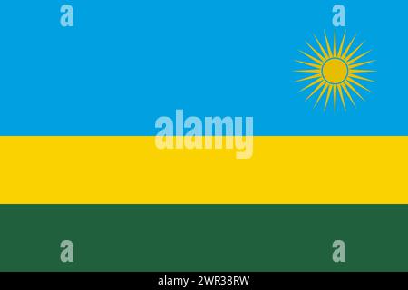 Drapeau vecteur Rwanda dans les couleurs officielles et le rapport d'aspect 3:2. Illustration de Vecteur