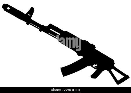 kalachnikov aks 74 fusil d'assaut avec silhouette noire de stock pliant Banque D'Images