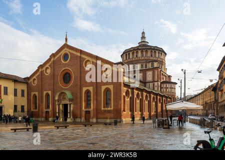 Milan, Italie - 25 février 2024 : la célèbre église Santa Maria Delle Grazie de Milan Banque D'Images