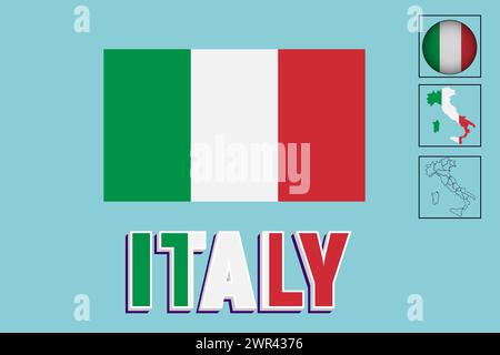 Drapeau et carte de l'Italie en illustration vectorielle Illustration de Vecteur