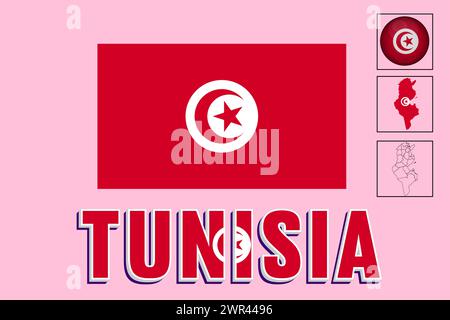 Drapeau et carte de Tunisie en illustration vectorielle Illustration de Vecteur