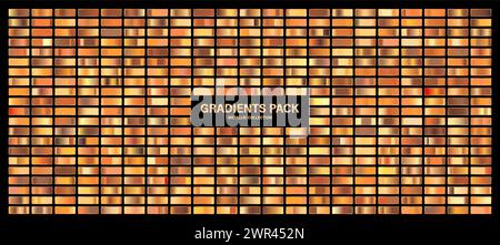 Bronze, cuivre orange brillant dégradé, texture de feuille métallique. Nuance de couleur définie. Collection de gradients de haute qualité. Fond métallique brillant. Conception Illustration de Vecteur