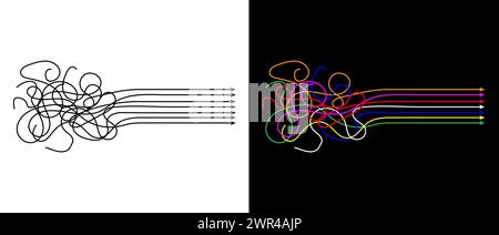 Diagramme de l'ordre et du chaos. psychothérapie et psychologie concept de ligne vectorielle. Illustration de Vecteur