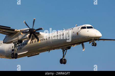 Eine Bombardier Dash 8 Q400 von Croatia Airlines befindet sich im Landeanflug auf den Flughafen Zürich. Enregistrement 9H-CQE. (Zürich, Schweiz, 03.07.2 Banque D'Images