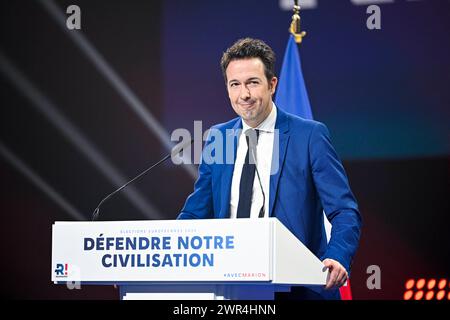 Guillaume Peltier à la réunion de lancement de la campagne électorale européenne du parti d'extrême droite 'Reconquete' à Paris, France, le 10 mars 2024. Photo Victor Joly/ABACAPRESS.COM Banque D'Images