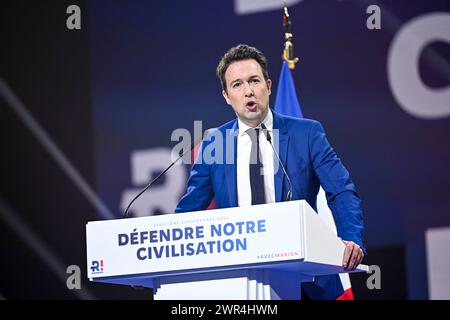 Guillaume Peltier à la réunion de lancement de la campagne électorale européenne du parti d'extrême droite 'Reconquete' à Paris, France, le 10 mars 2024. Photo Victor Joly/ABACAPRESS.COM Banque D'Images