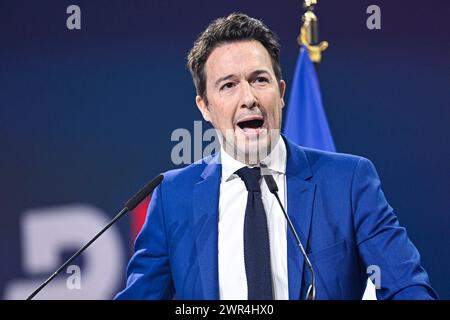 Guillaume Peltier à la réunion de lancement de la campagne électorale européenne du parti d'extrême droite 'Reconquete' à Paris, France, le 10 mars 2024. Photo Victor Joly/ABACAPRESS.COM Banque D'Images