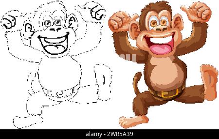 Illustration vectorielle d'un singe, coloré et délimité. Illustration de Vecteur