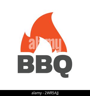 Barbecue avec icône de vecteur de flamme. Logo du symbole du feu BBQ. Illustration de Vecteur