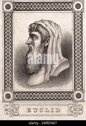 Euclide de Megara, c435 – C365 av. J.-C., philosophe socratique grec qui a fondé l'école de philosophie Megarian, gravure vintage Banque D'Images