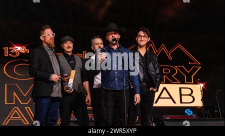 Edmonton, Canada. 10 mars 2024. Les États des Prairies reçoivent le Prix du duo de groupe de l'année lors de la 13e édition annuelle des Country Music Alberta Awards à Edmonton. Crédit : SOPA images Limited/Alamy Live News Banque D'Images