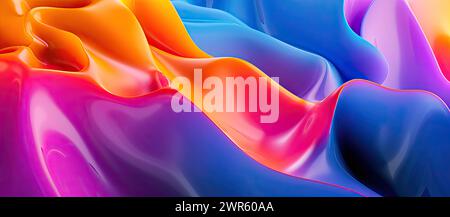 Formes ondulées 3D et textures arrière-plan avec des couleurs propres et vibrantes Banque D'Images