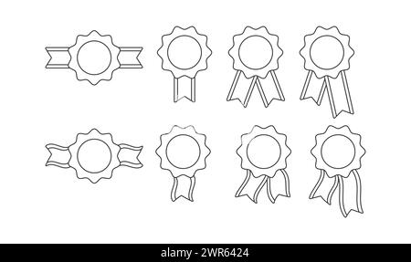 Une médaille avec un ruban. Une icône ou un pictogramme de contour. Un modèle pour la conception de site Web, les demandes de diplôme et les idées créatives. Style plat Illustration de Vecteur
