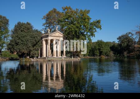 Une vue panoramique sur le temple d'Asclépius à Villa Borghese, Rome Banque D'Images