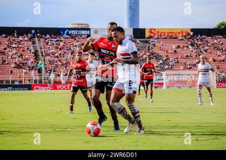 UIT, Brésil. 10 mars 2024. FC valable pour la 12ème manche du Campeonato Paulista 2024 qui a eu lieu à la Estádio Municipal DocNovelli Júnior dimanche après-midi (10). Crédit : Fabiano Martins/FotoArena/Alamy Live News Banque D'Images