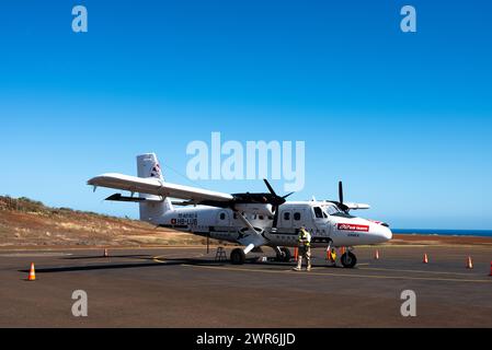 De Havilland Canada DHC-6 Twin Otter Air plane, Air Tahiti, Nuku Hiva Airport Banque D'Images