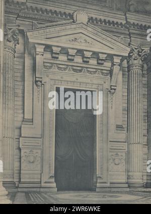 Vue de l'entrée principale du Palais de Justice à Bruxelles, Belgique, façade principale. - Porte principale du Palais (titre sur objet), ce tirage fait partie d'une couverture avec 30 tirages sur 28 pages et une page titre., anonyme, Edgard Lyon-Claesen, éditeur : Edgard Lyon-Claesen, Bruxelles, c. 1889 - en ou avant c. 1894, papier, collotype, hauteur 320 mm × largeur 240 mm, impression photomécanique Banque D'Images