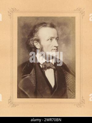 Reproduction photographique d'un portrait peint de Richard Wagner par Carl Jaeger, anonyme, après peinture par Carl Jaeger, en 1870 ou après - en 1872 ou avant, papier, tirage sur albumine, hauteur 150 mm × largeur 107 mm, photographie Banque D'Images