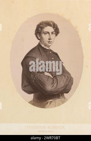 Reproduction photographique d'un portrait dessiné de Theodor Körner de 1809, Theodor Körner. (1809 Friedrich Wilhelm Heinrich Martersteig, v. 1860 - v. 1875, papier, tirage albumine, hauteur 157 mm × largeur 120 mm, photographie Banque D'Images