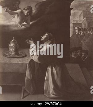 Reproduction photo du tableau la prière de Saint Bonaventure de Zurbarán, P. Zurbaran : réunis Cölestin (titre sur l'objet), anonyme, après peinture par : Francisco de Zurbarán, éditeur : Photographische Gesellschaft Berlin, Berlin, v. 1870 - en 1875 ou avant, papier, tirage à l'albumine, hauteur 198 mm × largeur 185 mm, photographie Banque D'Images