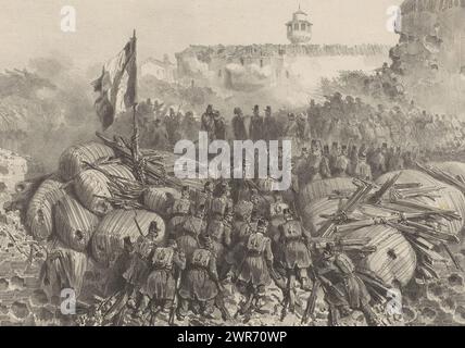 Soldats français dans la banlieue de Constantine, 13 octobre 1837, arrivée de la 2me. colonne sur la brêche (...) (13 octobre 1837) (titre sur objet), Capture de Constantine (titre de la série), Prix de Constantine (titre de la série), imprimeur : Denis Auguste Marie Raffet, imprimeur : Gihaut frères, éditeur : Gihaut frères, Paris, 1838, papier, hauteur 360 mm × largeur 548 mm, impression Banque D'Images