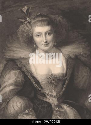 Portrait d'Hélène Fourment, imprimeur : Frédéric Auguste la Guillermie, d'après la peinture de : Peter Paul Rubens, 1892, papier, gravure, gravure, pointe sèche, hauteur 678 mm × largeur 512 mm, impression Banque D'Images