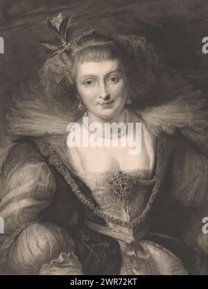 Portrait d'Hélène Fourment, imprimeur : Frédéric Auguste la Guillermie, d'après la peinture de : Peter Paul Rubens, 1892, papier, gravure, gravure, pointe sèche, hauteur 678 mm × largeur 512 mm, impression Banque D'Images