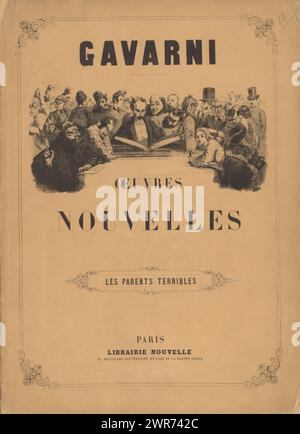 Album avec des images de parents trompeurs, Gavarni. Œuvres nouvelles. Les parents terribles (titre sur objet), terribles parents (titre de la série), masques et visages. Les parents terribles (titre de la série sur objet), album avec dix tirages sur dix pages., imprimeur : Paul Gavarni, imprimeur : Joseph Rose Lemercier, imprimeur : imprimerie Raçon, Paris, 1853, papier, hauteur 379 mm × largeur 277 mm × largeur 530 mm Banque D'Images