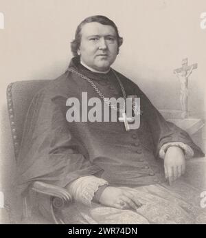 Portrait d'Andreas Ignatius Schaepman, son Byl. Dignité Mgr Andres Ignatius Schaepman, Archevêque d'Utrecht, Chevalier de l'ordre du Lion néerlandais (titre sur objet), imprimeur : Nicolaas Johannes Wilhelmus de Roode, imprimeur : J. Smulders & Co, éditeur : Henri Bogaerts, imprimeur : la Haye, éditeur : den Bosch, 1874 - 1882, papier, hauteur 555 mm × largeur 409 mm, impression Banque D'Images