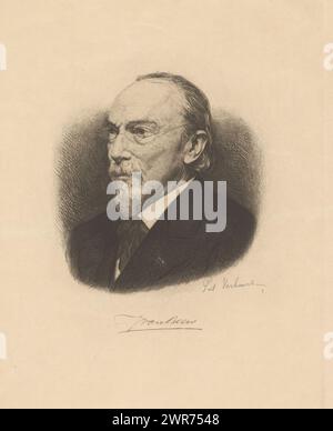 Portrait de Jan van Beers, J vanBeers (titre sur objet), imprimeur : Piet Verhaert, 1862 - 1903, papier, gravure, hauteur 319 mm × largeur 238 mm, tirage Banque D'Images