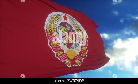 Union des Républiques socialistes soviétiques drapeau de l'URSS soufflant dans le vent. Drapeau communiste. illustration 3d. Banque D'Images
