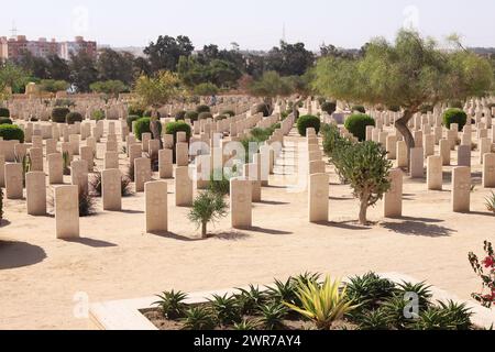 El.Alamein, Egypte, 10 octobre 2023 le cimetière militaire de guerre du Commonwealth à El-Alamein, Côte Nord de l'Egypte, Afrique du Nord Banque D'Images