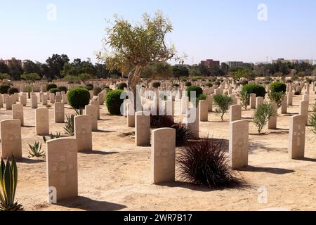 El.Alamein, Egypte, 10 octobre 2023 le cimetière militaire de guerre du Commonwealth à El-Alamein, Côte Nord de l'Egypte, Afrique du Nord Banque D'Images