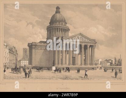 Vue du Panthéon à Paris, le Panthéon (titre sur objet), vues de Paris et environs (titre de la série), Paris (titre de la série sur objet), imprimeur : Philippe Benoist, imprimeur : Auguste Bry, éditeur : Gihaut frères, Paris, 1843 - 1844, papier, hauteur 310 mm × largeur 450 mm, impression Banque D'Images