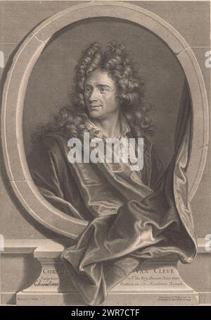 Portrait de Corneille van Clève, imprimeur : Jean Baptiste de Poilly, après peinture par : Joseph Vivien, 1714, papier, gravure, gravure, hauteur 371 mm × largeur 263 mm, impression Banque D'Images