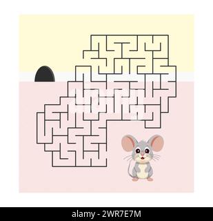 Illustration vectorielle. Jeu de puzzle pour enfants. Aidez la souris à sortir du labyrinthe. Illustration couleur Illustration de Vecteur