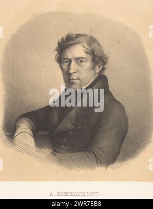 Portrait d'Andreas Schelfhout, A. Schelfhout (titre sur objet), imprimeur : Eugène Verboeckhoven, imprimeur : Antoine Dewasme-Plétinckx, Bruxelles, 1828, papier, hauteur 444 mm × largeur 358 mm, impression Banque D'Images