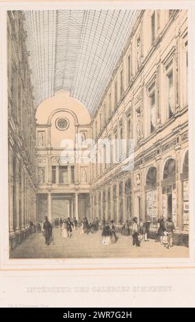 Intérieur du royal Galeries Hubert à Bruxelles, intérieur des galeries équipées Hubert (titre sur objet), imprimeur : Henri Borremans, (attribué à), imprimeur : Henri Borremans, Bruxelles, 1834 - 1862, papier, hauteur 365 mm × largeur 277 mm, impression Banque D'Images