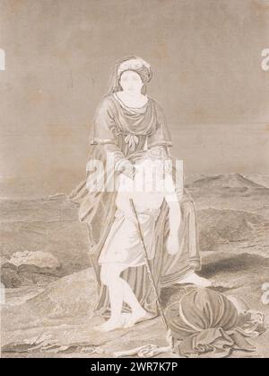 Agar et Ismaël dans le désert, imprimeur : Erin Corr, (attribué à), après peinture par : François Joseph Navez, 1815 - 1862, papier, gravure sur acier, hauteur 544 mm × largeur 397 mm, impression Banque D'Images