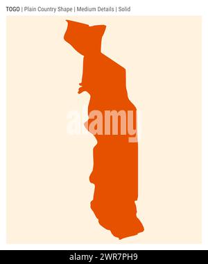Carte du pays de la plaine du Togo. Détails moyens. Style Uni. Forme du Togo. Illustration vectorielle. Illustration de Vecteur