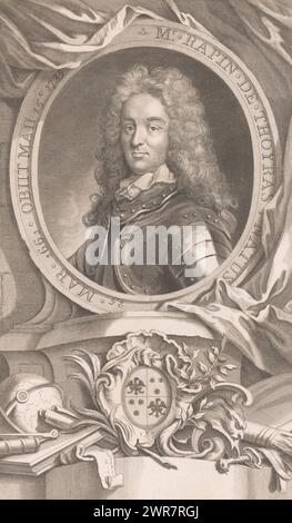 Portrait de Paul de Rapin de Thoyras, imprimeur : Gille Edme petit, après peinture par : Sébastien Bourdon, c. 1730, papier, gravure, gravure, gravure, gravure, hauteur 368 mm × largeur 225 mm, impression Banque D'Images