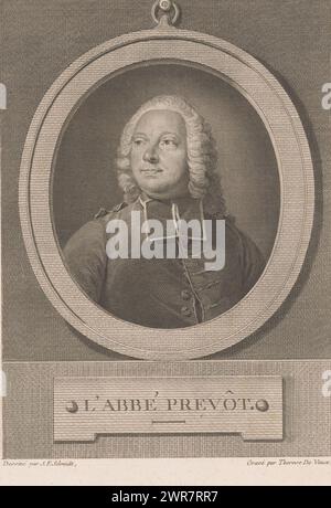 Portrait d'Antoine François Prévost, abbé Prevôt. (Titre sur objet), imprimeur : Thérèse Devaux, après dessin par : Georg Friedrich Schmidt, v. 1771, papier, gravure, hauteur 267 mm × largeur 187 mm, tirage Banque D'Images