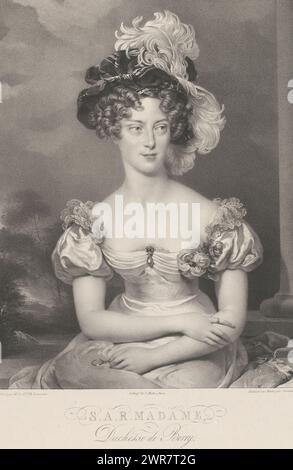 Portrait de Maria Carolina de Bourbon-Sicile, S.A.R. Madame Duchesse de Berry (titre sur objet), imprimeur : Henri Grévedon, d'après peinture par : Thomas Lawrence, imprimeur : Charles Etienne Pierre Motte, Paris, v. 1829, papier, hauteur 558 mm × largeur 431 mm, tirage Banque D'Images